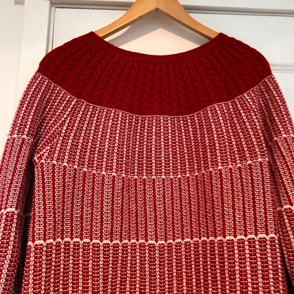 VTG Talbots Chunky Fisherman Cable Knit Crewneck Sweater Womens Large Nordic Ski